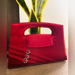 Valerie Stevens Red Clutch with Silver Accents